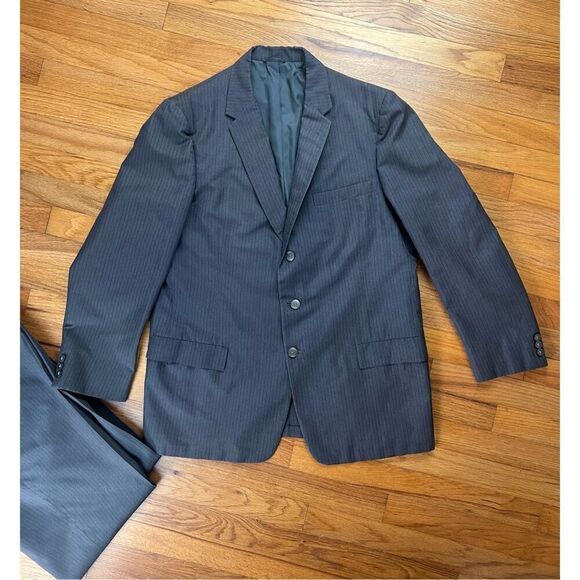 Vintage Late 1940s to mid 1950s Men’s Charcoal Suit Set 2pc 35x29 pant - Picture 3 of 15
